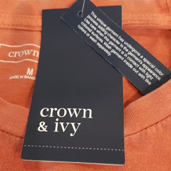 Crown & Ivy Spice Rust Cotton and Green Cast Tee Shirts Bundle of 2 - Picture 2 of 8
